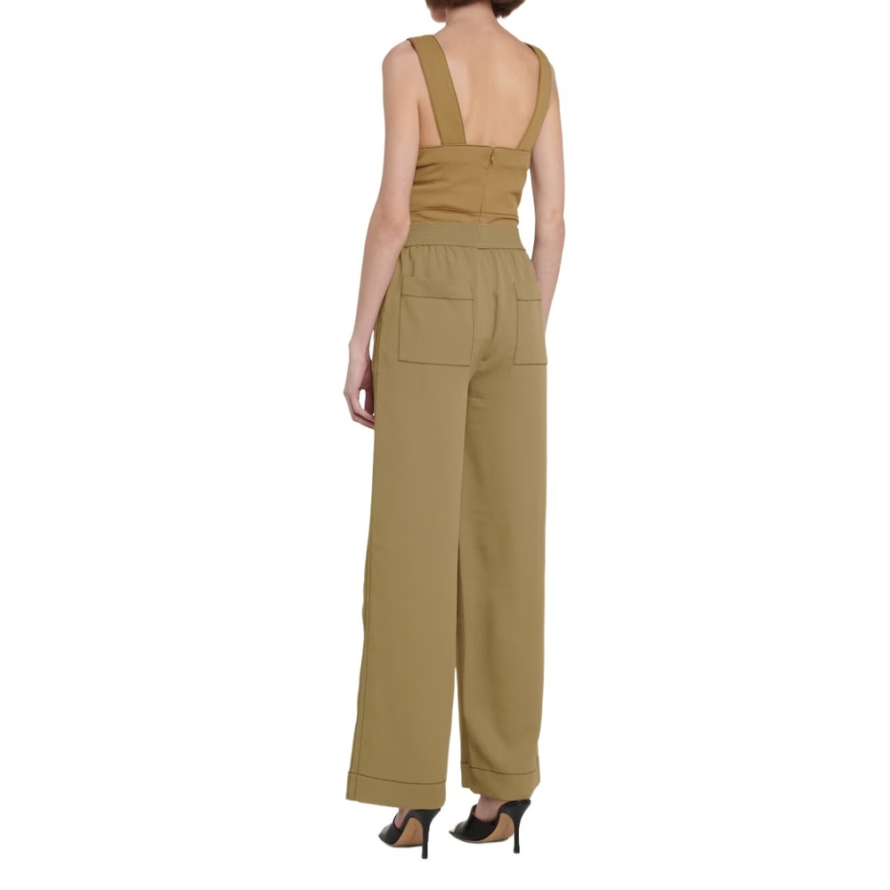 Proenza Schouler White Label Wide Leg Smocked Relaxed Pants Brown Women L